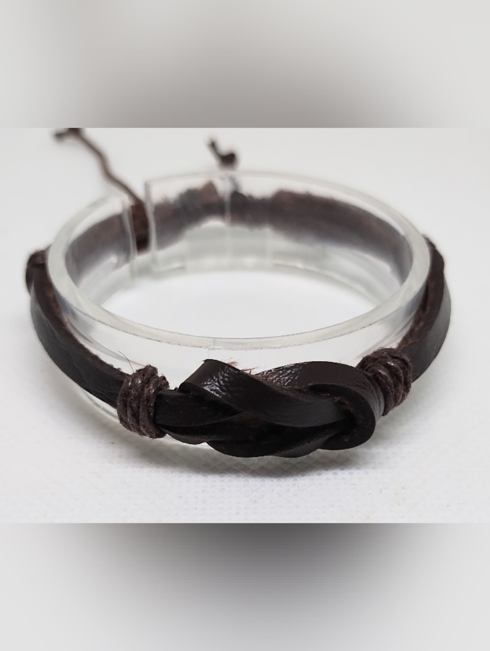 Braided Dark Brown Leather‎ Knot Bracelet New G8